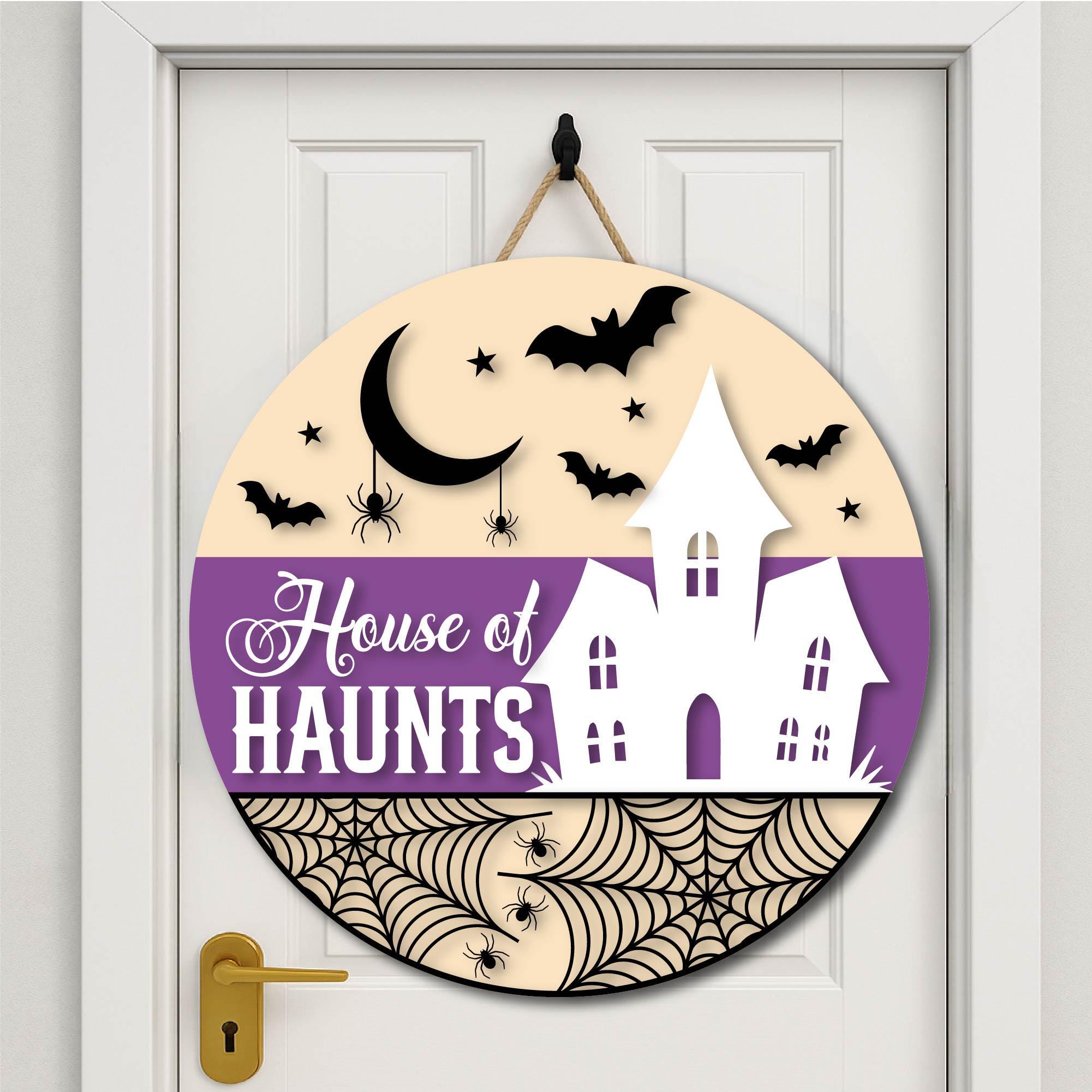 Halloween Door Hanger SVG Bundle: Spooky Welcome Sign, Laser Cut Files ...