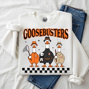 Funny Spooky Goose Halloween PNG: Goosebusters Sublimation Design