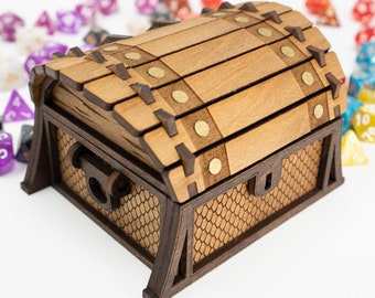 Pliki cięte laserowo – Treasure Chest SVG, szablon pudełka wycinanego laserowo, pudełko SVG, pliki glowforge, zawiera 3 mm, 1/8 cala, 3,6 mm, 4 mm, 4,5 mm, 5 mm