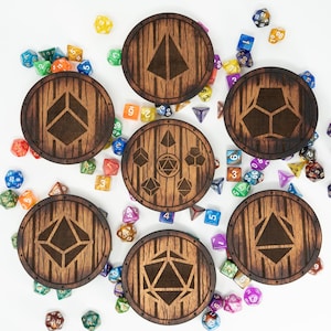 Laser Cut Coasters, Dice themed, laser cut file, coaster SVG, tavern and wood themed, Engraved coaster SVG, Tabletop game coasters,glowforge