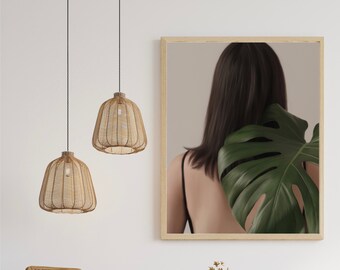 Green and Beige Wall Art Print | Printable Wall Art, Plant Poster, Wall Decor, Digital Prints, Gallery wall Art, Plants, Plant art,