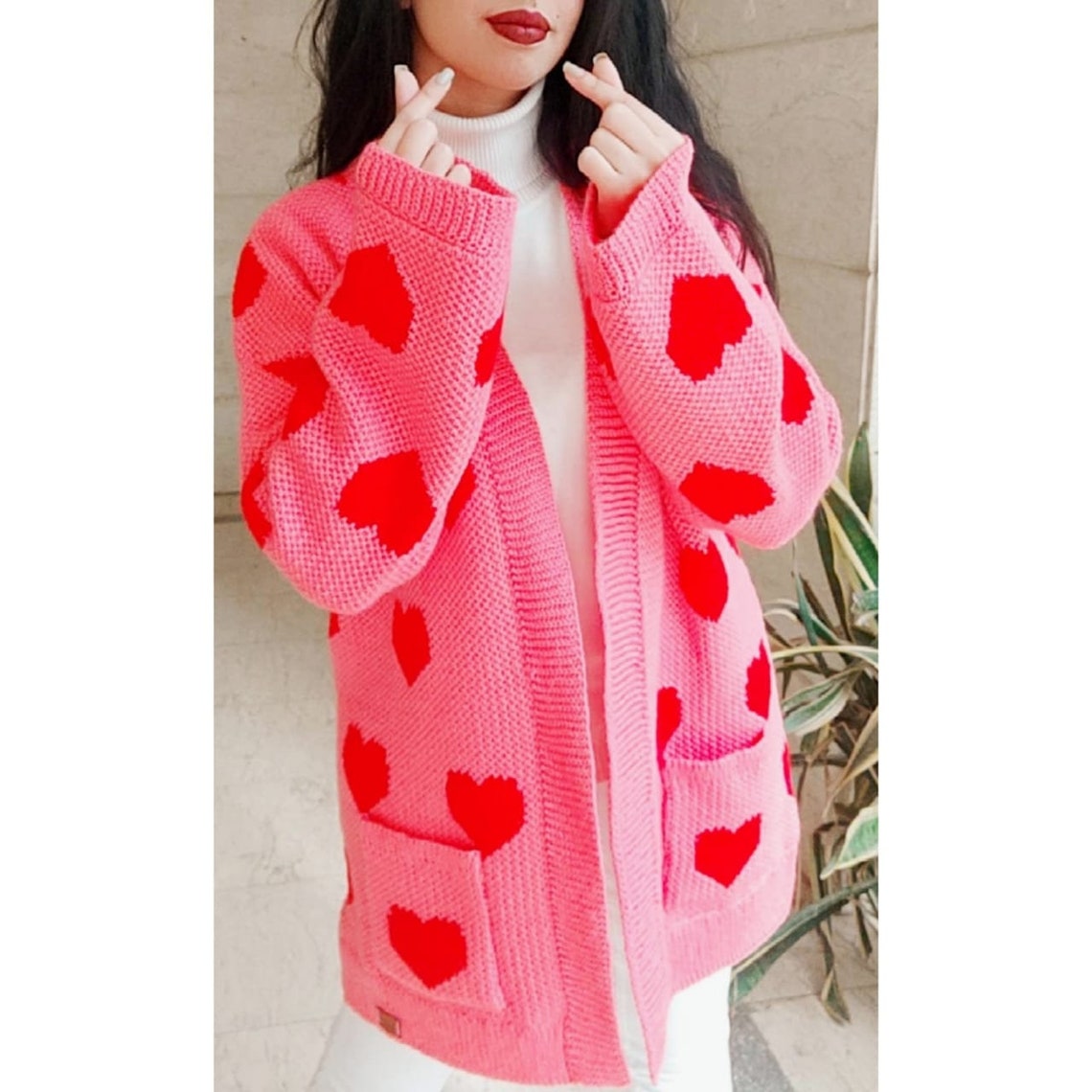 Queen of Hearts Cardigan Crochet Pattern Covered in Hearts Etsy