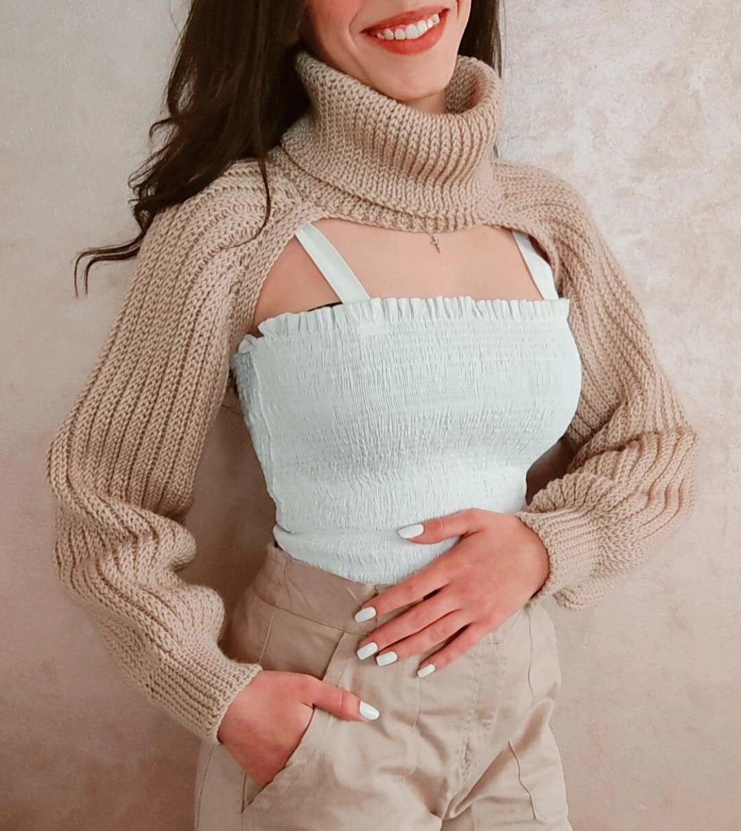 Arya Arm Warmers Crochet Patternoversized Turtleneck Shrug - Etsy