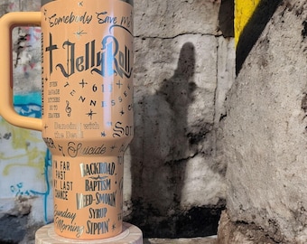 J Roll Songlist 40oz Stanley Tumbler  Laser Engraved  Color shown is Bellini Shimmer