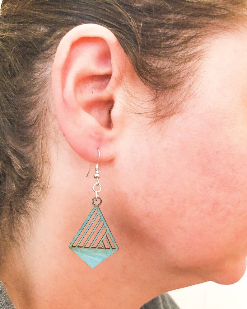 for Woman Earring Set Wood Earring Dangle Gift for Girlfriend Painted Jewelry Geometric Earrings Jewelry for Mom for Her for Wife