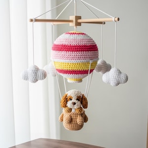 Custom Crochet Dog Baby Mobile: Balloon Nursery Decor, Newborn Gift