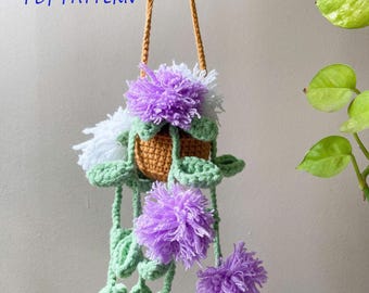 Lilac Flower Basket Crochet Pattern: Amigurumi Car Hanging (PDF)