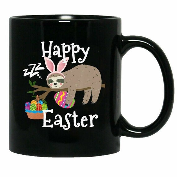 Bunny Sloth Happy Easter Mug Funny Birthday Ceramic Coffee Mug | Etsy