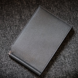 Cartera de tarjeta, cuero fino, bolsillo para monedas, billetera de viaje, clip de dinero para hombres, billetera con clip de dinero, Clip de dinero de cuero