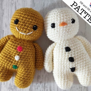 Gingerbread Man and Snowman Crochet Pattern | A No Sew Project | Beginner friendly pattern | Perfect stocking filler or Christmas gift