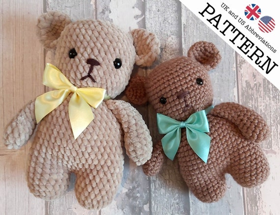 Teddy Bear Crochet Pattern Beginner Friendly A No Sew Amigurumi Project  Plush Chenille Yarn Pdf Digital Download 