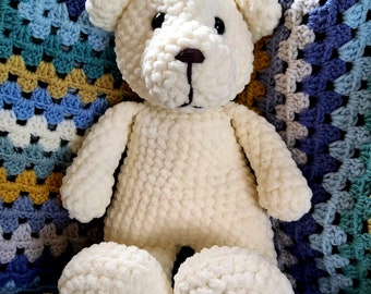 Crochet Pattern, snuggly plush Bear, amigurumi toy bear, chenille or velvet yarn, pdf download pattern