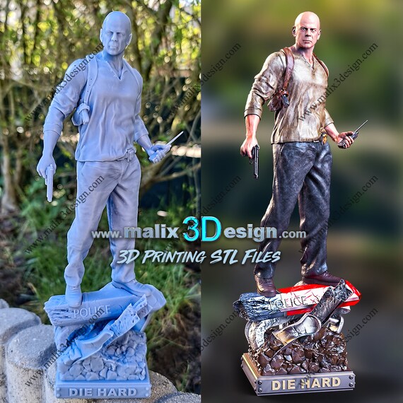Buste John McClane Impression 3D Résine, Taille 18cm   Non Peint  3667000421623