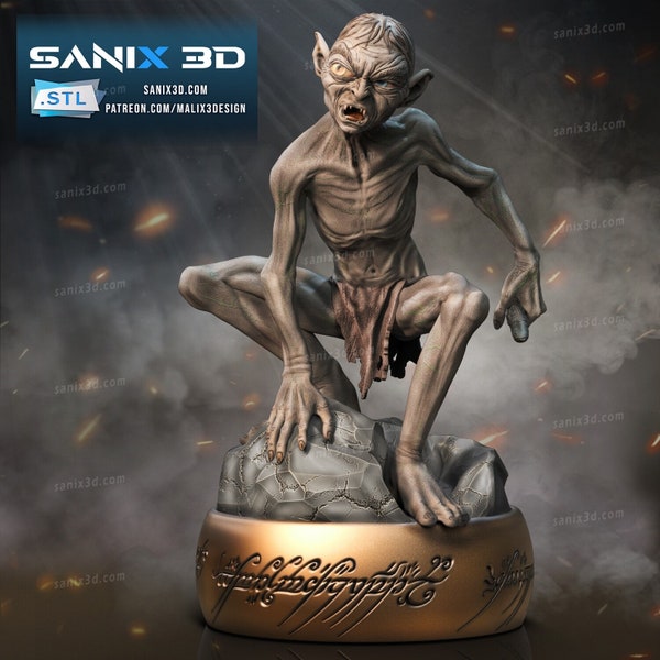 Figurine Gollum imprimée en 3D - Réplique détaillée du Seigneur des Anneaux