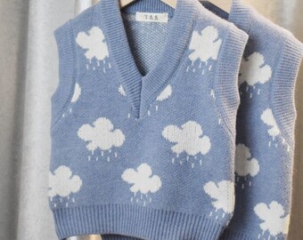 Unisex Kids Knitted Cloud Sweater Vest 