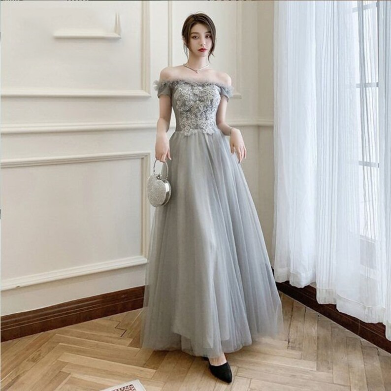 Flower Gown Dress Floral Prom Dress Long Tulle Gown Etsy