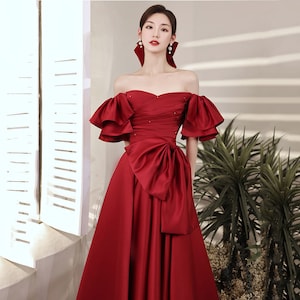 Red Gown Dress Red Prom Dress Women Red Tulle Gown Bridemaid Gown ...