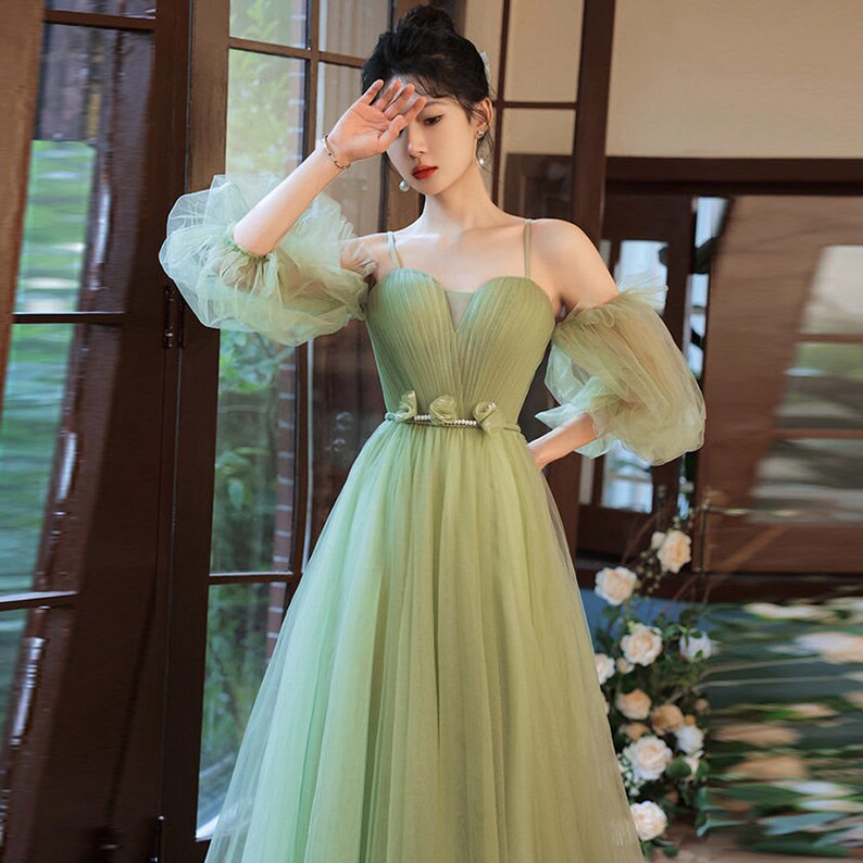 Green Gown Dress Green Prom Dress Green Tulle Dress - Etsy