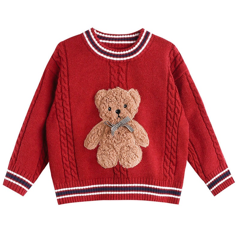 Unisex Kids Knitted Teddy Bear Sweater Jumper Girls Knit - Etsy