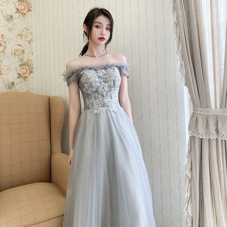 Flower Gown Dress Floral Prom Dress Long Tulle Gown Etsy