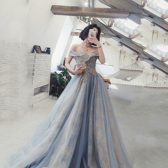 Embroidery Gown Dress Women Prom Dress 