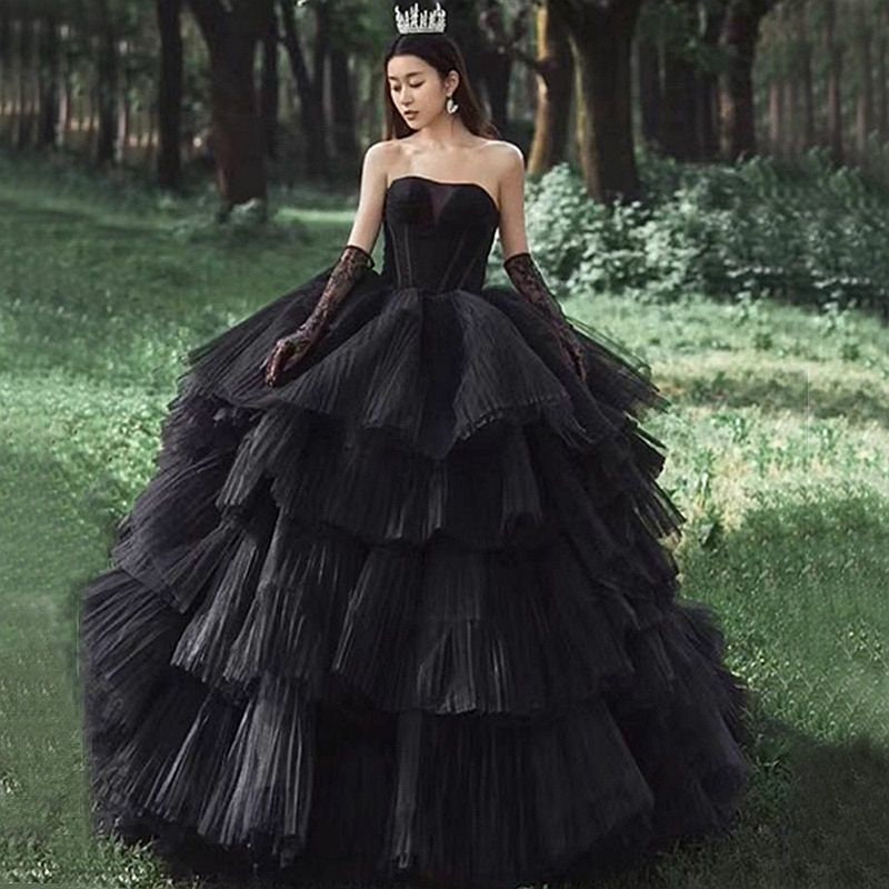 Black Layered Gown Dress Black Prom Dress Black Princess - Etsy UK
