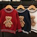 Unisex Kids Knitted Teddy Bear Sweater Jumper | Girls Knit Bear Sweater | Boys Bear Sweater Jumper | Children Christmas Sweater 