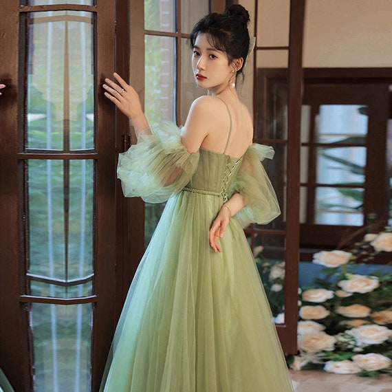 Green Gown Dress Green Prom Dress Green Tulle Dress Green
