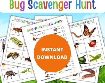 Bug Scavenger Hunt Printable Game | Outdoor Activity for Kids | Insect Hunt Checklist & Picture Cards | Homeschool Classroom Camping Party