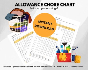 Allowance Chore Chart – Printable 8.5" x 11" | Digital Download