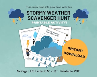 Stormy Weather Scavenger Hunt: Kids Printable Game (PDF Download
