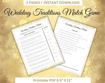 Wedding Traditions Match Game - Printable Bachelorette Party Activity