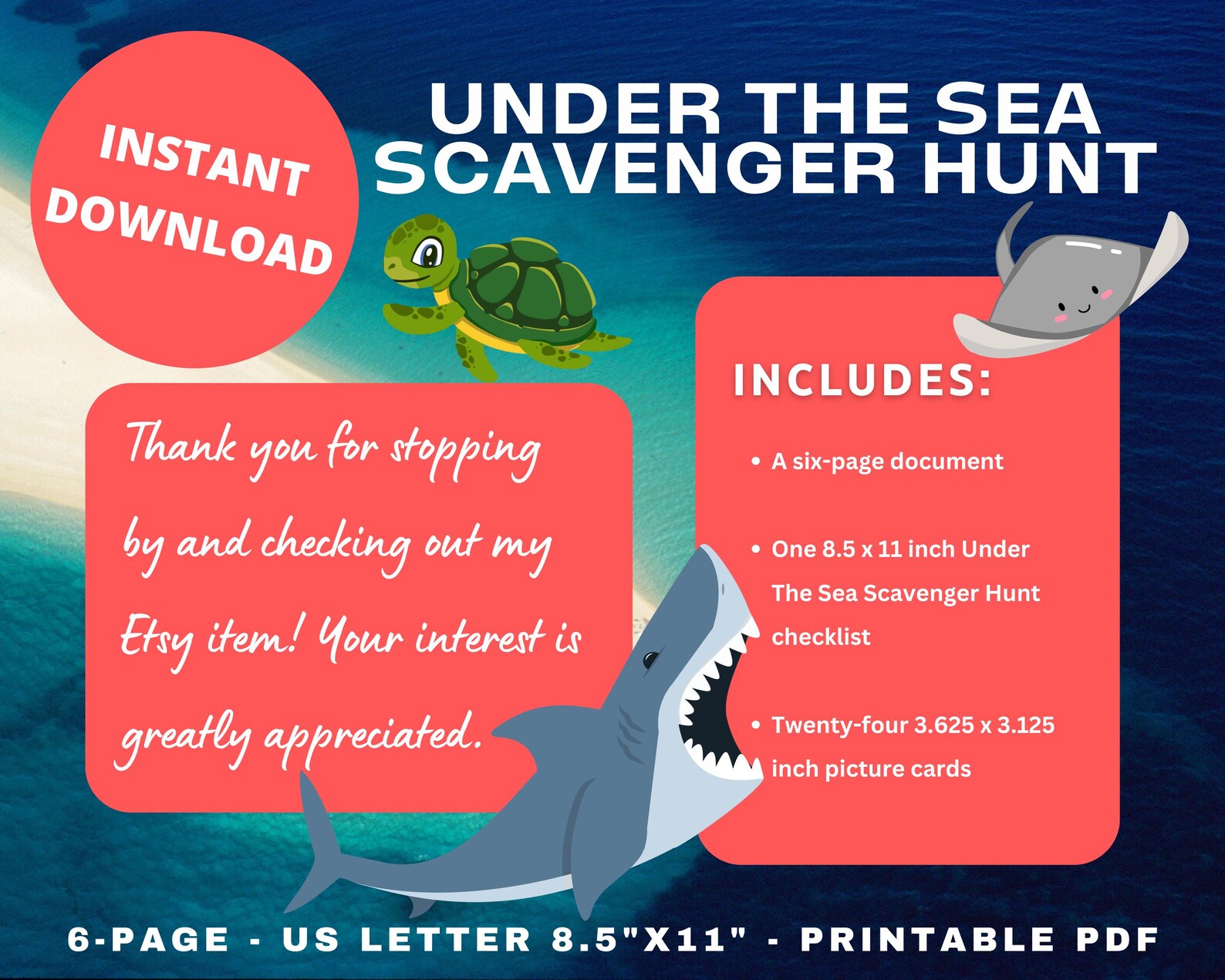 Under the Sea Scavenger Hunt, Printable, Instant Download, Outdoor ...