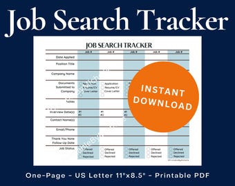 Job Search Tracker Printable: Application & Interview Organizer (PDF)