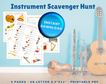 Instrument Scavenger Hunt, Printable, Instant Download, Outdoor & Indoor Kid Game, Family Activity