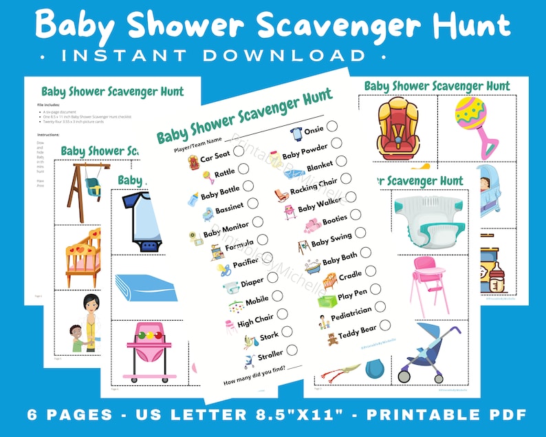 Baby Shower Scavenger Hunt, Printable, Instant Download, Outdoor ...