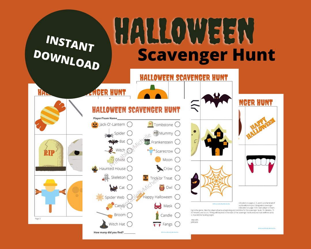 Halloween Scavenger Hunt Printable Instant Download Outdoor - Etsy
