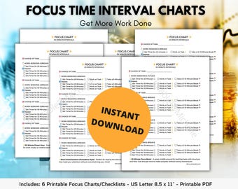 Printable Focus Time Interval Charts and Checklists – Stay Productive and Focused!
