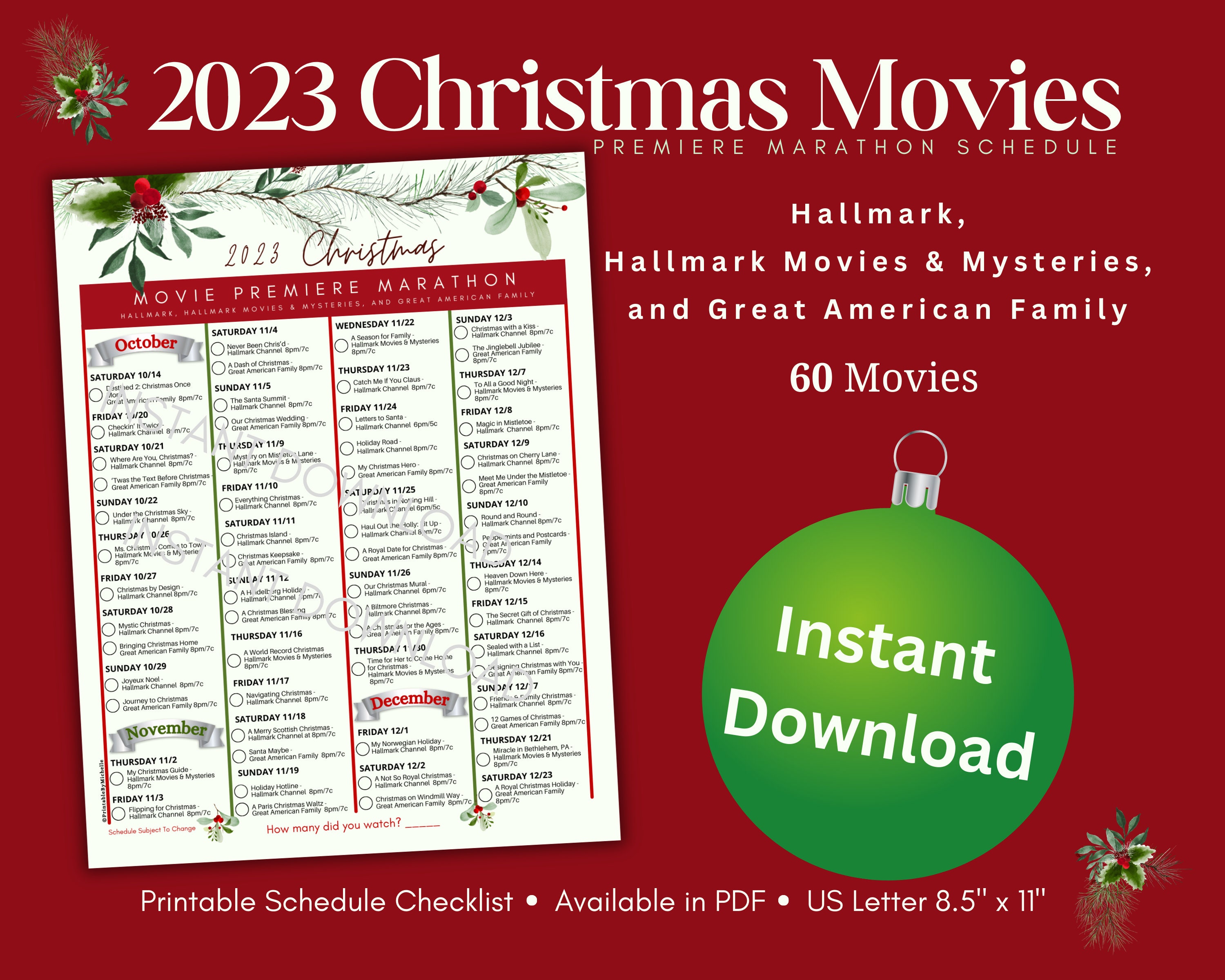 2020 Christmas Movie Checklist - Designed Simple