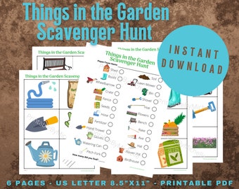 Things In The Garden Scavenger Hunt, Printable, Instant Download, Outdoor & Indoor Kid Game, Family Activity