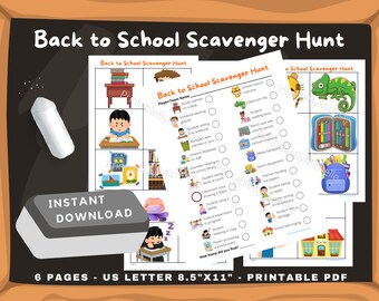 Back to School Scavenger Hunt, Printable, Instant Download, Outdoor & Indoor Kid Game, Family Activity