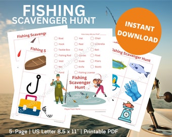 Fishing Scavenger Hunt, Printable, Instant Download, Outdoor & Indoor, Kid Game, Family Activity