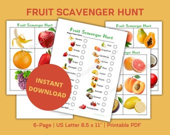 Fruit Scavenger Hunt Game - Printable Family Activity - Instant Download