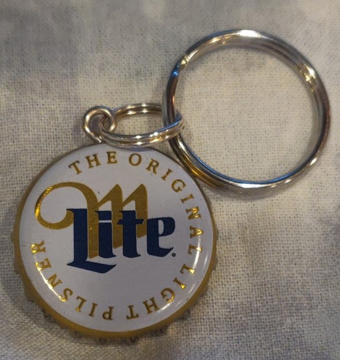 Miller Lite Bottle Cap Keychain Etsy