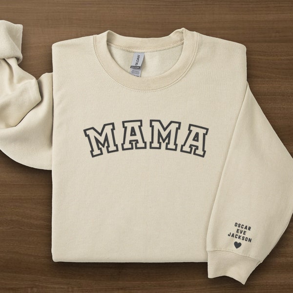 Personalized Embroidered Mama Sweatshirt with Children's Initials, Custom Mom Gift, Cute Mother's Day Gift, Cool Mom Gift, Birthday Gift