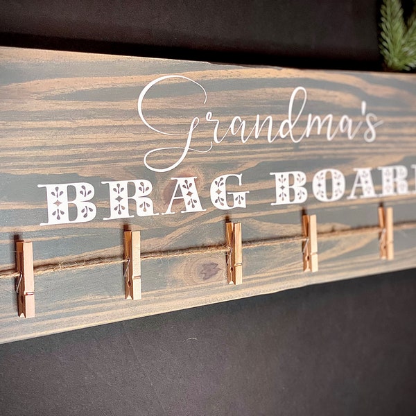 Personalized Brag Board, Grandma Brag Board, Picture Holder, Photo Hanger, New Grandparent Gift, Functional Wall Decor, Custom Board