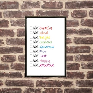 Personalized 'I AM' Affirmations Print | Kids Bedroom Decor (8x12)