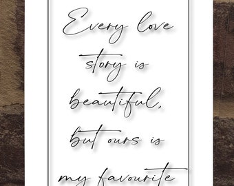 Love Story Typography Print, Anniversary Gift