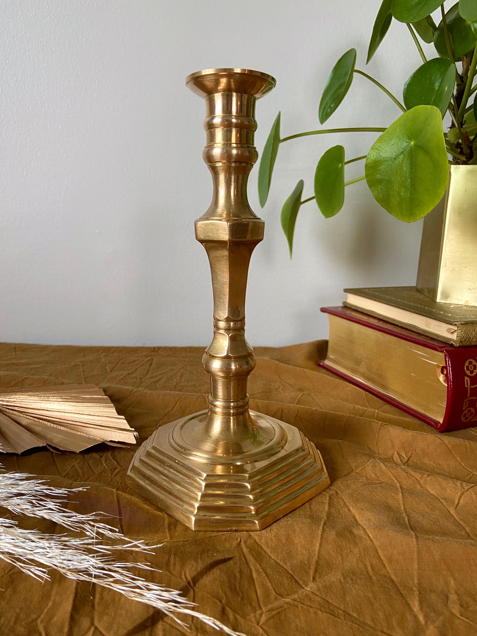 Vintage Art Deco Brass Candle Holder Vintage Brass Etsy