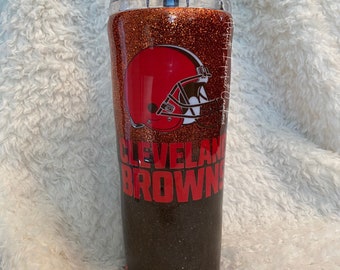 Cleveland Browns Glitter Tumbler Browns Tumbler - Dawg Pound - Football